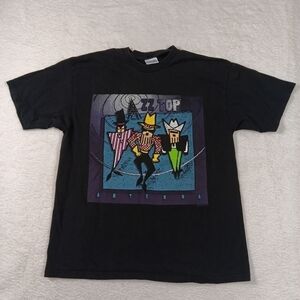 Vintage 90s Nice Man Shirt Mens XL Black ZZ Top Antenna World Tour Southern Rock